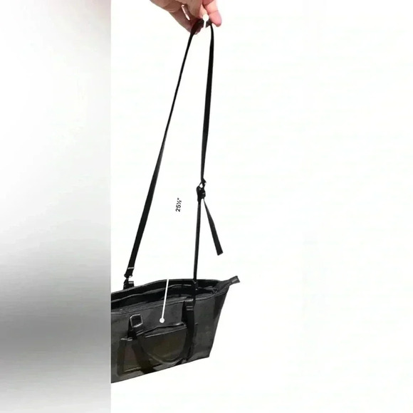 Loume structured tote bag crossbody zip closure easy clean black - Picture 11 of 12